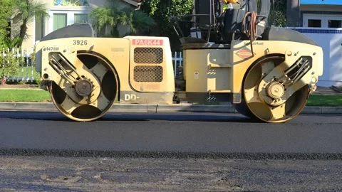 Rolling new pavement mos 4K Stock Footage 143227382