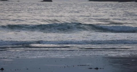 Rolling ocean waves on a beach at dusk 库存影片 251502652