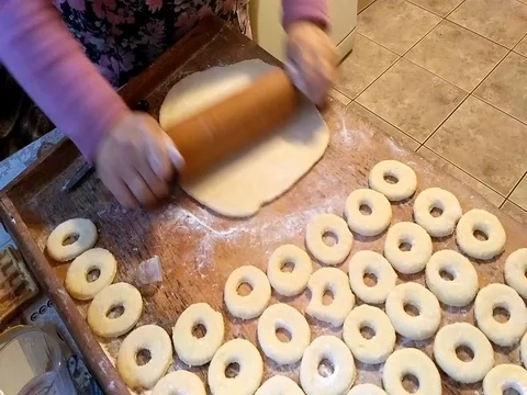 Rolling oponki pastry with curd cheese Stock Footage 81145225