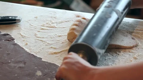 Rolling out cookie dough Stock Footage 41484698