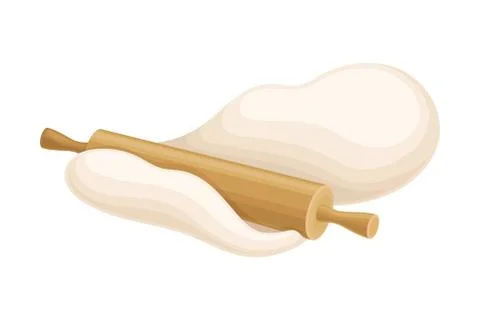 Rolling Out Dough for Bread Cooking with Pastry and Rolling Pin Vector Stock Illustration