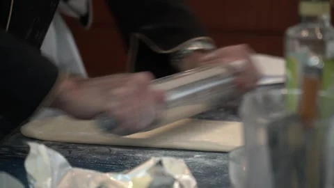 Rolling Out Dough for Pastry Stock Footage 317472590