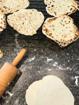 Rolling out lefse Stock Photos