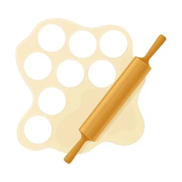 Rolling Out Pastry Process for Stuffed Dumplings Preparation Top View Vector 스톡 일러스트