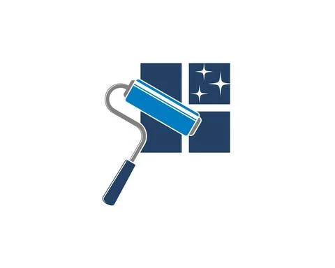 Rolling painter with clean windows logo Stock Illustration