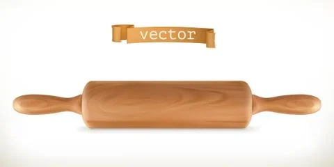 Rolling pin. 3d vector icon Stock Illustration