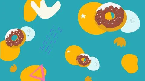 Rolling pin and bread elements background Stock Illustration