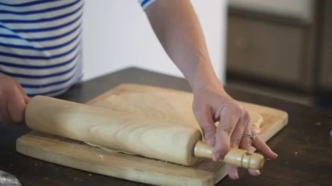 Rolling pin and dough Stock Footage 93619142