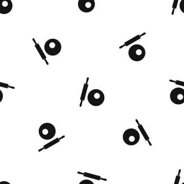 Rolling pin and dough pattern seamless black イラスト素材