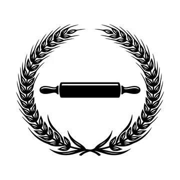 Rolling Pin and Wheat Wreath Stock Illustration