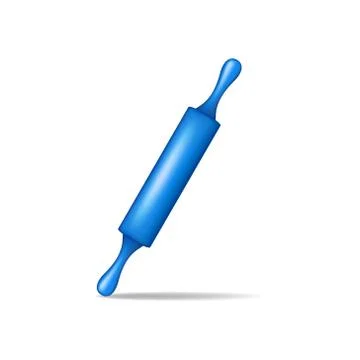 Rolling pin in blue design with shadow Stock Illustration