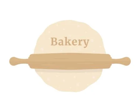 Rolling pin with dough like bakery Stock Illustration