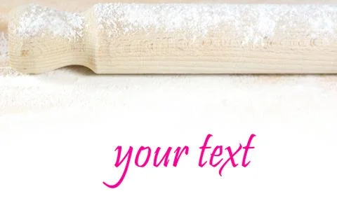 Rolling pin with dusting of flour and space for text Stock Photos