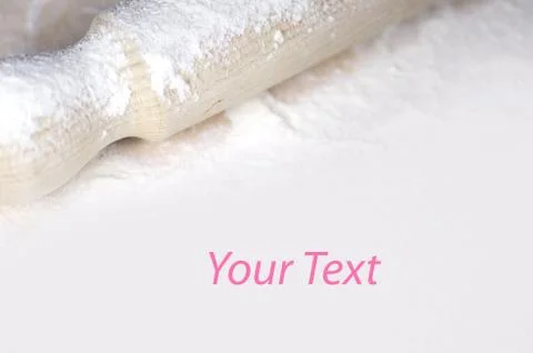 Rolling pin with dusting of flour and space for text Stock Photos