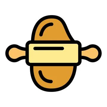 Rolling pin flattening dough, baking tools and homemade pastry Stock Illustration
