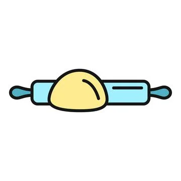 Rolling pin flattening dough for baking preparation icon 스톡 일러스트
