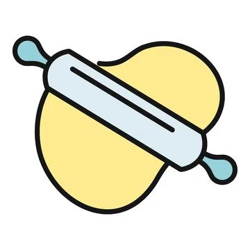Rolling pin flattening dough for baking and cooking Stock Illustration