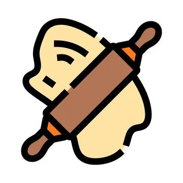 Rolling pin flattening dough for baking and culinary preparation Illustrazione stock
