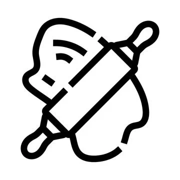 Rolling pin flattening dough for baking pastry icon Stock Illustration