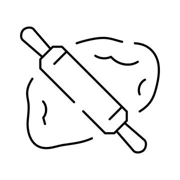 Rolling pin flattening dough for baking pastry icon Stock Illustration