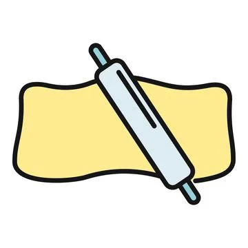 Rolling pin flattening dough baking preparation icon Stock Illustration