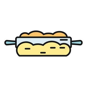 Rolling pin flattening dough preparing for baking Stock-Illustration