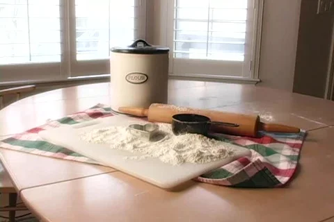 Rolling Pin with Flour Stock Footage 348614