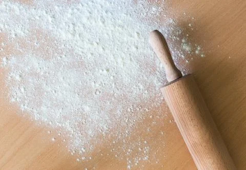 Rolling pin with flour Stock Photos