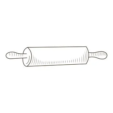 Rolling pin in hand drawn sketch style isolated on white background, bakery Stock Illustration