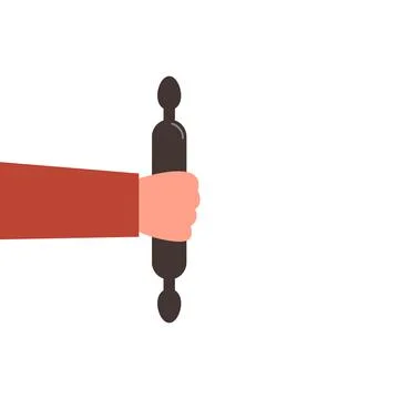 Rolling pin in hand. illustration isolated on white background Stock Illustration