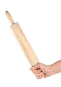 Rolling pin in a human hand Stock Photos