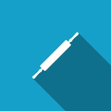 Rolling pin icon isolated with long shadow. Flat design. Vector Illustration 스톡 일러스트