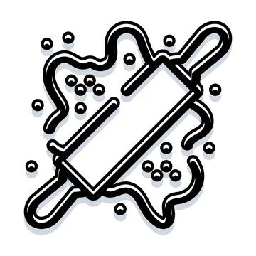 Rolling pin icon preparing dough for baking Stock Illustration