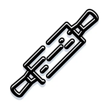 Rolling pin kitchen utensil baking cookery tool icon Stock Illustration