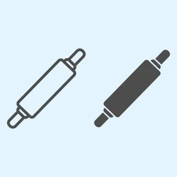 Rolling pin line and solid icon. Cooking bakery food, dough cylinder roller Stock-Illustration