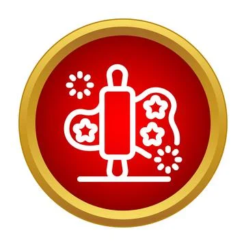 Rolling pin making star cookies icon design Stock Illustration