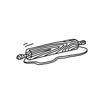 Rolling pin for preparing dough for baking doodle vector illustration isolated. Stock Illustration