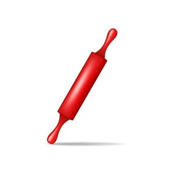 Rolling pin in red design with shadow Stock Illustration