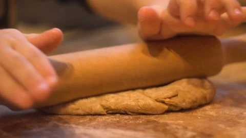 Rolling pin roll out the dough 4K Video stock 101137418