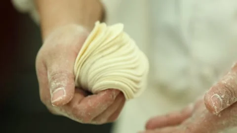 Rolling pin rolling dumplings (1) Stock Footage 202234275