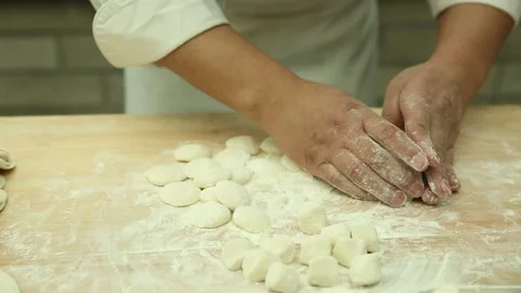 Rolling pin rolling dumplings (3) Stock Footage 202234226