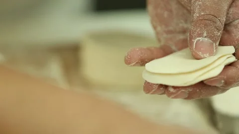 Rolling pin rolling dumplings (5) Stock Footage 202234241