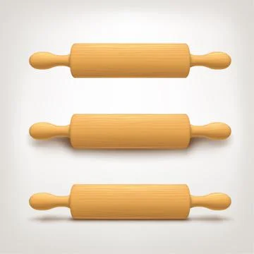 Rolling pin set on bright background Stock Illustration
