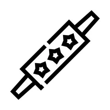 Rolling pin with star pattern linear icon Stock Illustration