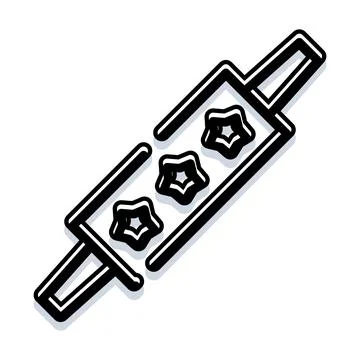 Rolling pin with star shaped baked goods Stock Illustration