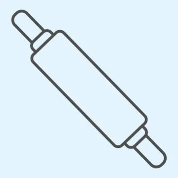 Rolling pin thin line icon. Cooking bakery food, dough cylinder roller. Home Stock-Illustration