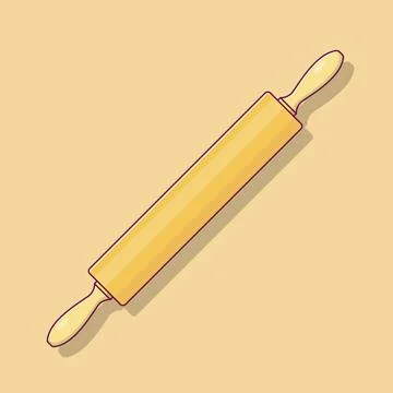Rolling Pin Vector Icon Illustration with Outline for Design Element, Clip .. Stock Illustration