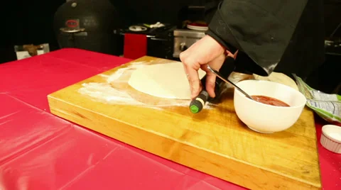 Rolling Pizza Dough on table Video stock 36814694