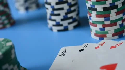 Rolling red dice on background of chips and cards. Stock Footage 22007522