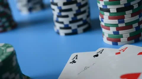 Rolling red dice on background of chips and cards. Stock Footage 22007553